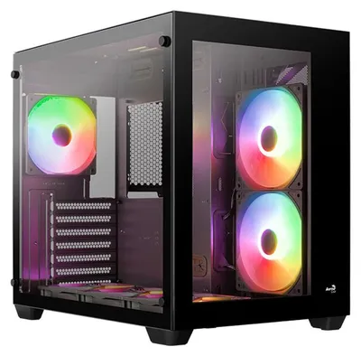 A computer case with RGB lighting.
