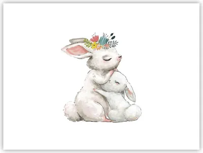 Produktbild von Poster - Poster ohne Rahmen - Kaninchen Hase Kinder - 40x30 cm - Wand Bild - Wanddeko - Wandbilder - Kunstposter - Wandposter - Bilder - Kunstdruck - Wanddekoration - Wandbild - P2XAA40x30-4725
