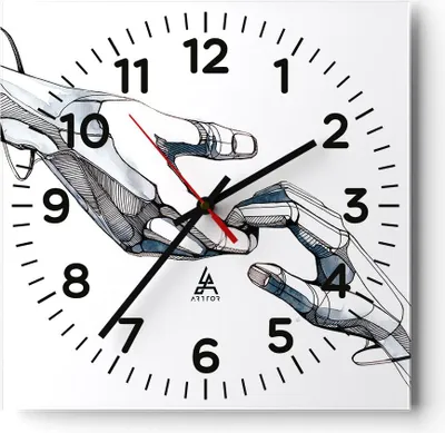 Produktbild von Wanduhr - Quadrat - Glasuhr - Surrealismus Hände Hilfe - 30x30cm - Schleichendes Uhrwerk - Lautlos - zum Aufhängen bereit - Dekoration Modern - Wanddekoration aus Glas - C4AC30x30-4438