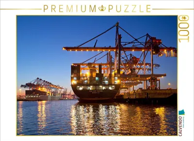 Produktbild von CALVENDO Puzzle Eurokai und Burchardkai im Abendlicht | 1000 Teile Lege-Größe 64x48cm Foto-Puzzle für glückliche Stunden