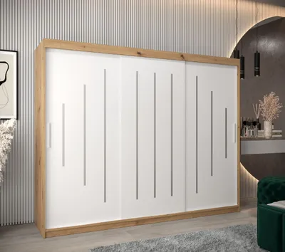 Obrázek produktu pro Šatní skříň ESTER - šířka 250 cm, dub artisan / bílá