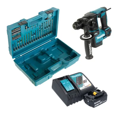 Image de Makita DHR 171 RM1X3 Marteau perforateur sans fil 18 V 1,2 J SDS-Plus Brushless + 1x batterie 4,0 Ah + chargeur + 65 pcs. d'accessoires + coffret