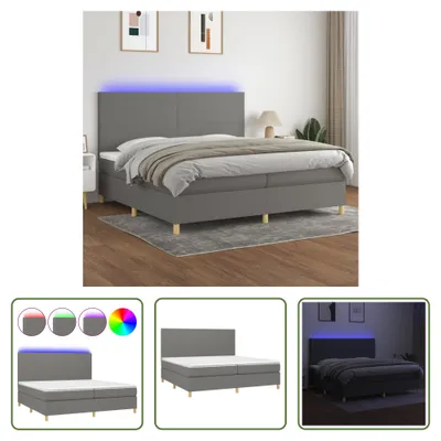 Produktbild von The Living Store Boxspringbett mit Matratze & LED Dunkelgrau 200x200 cm Stoff