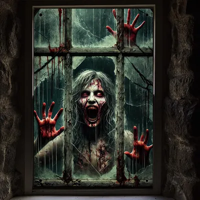 Halloween Geistervorhang, Fensterdeko, 80 x 120 cm, Polyester