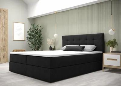 Obrázek produktu pro Manželská postel 200x200 s úložným prostorem RIJAN - černá