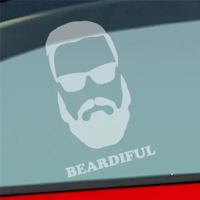 Produktbild von Auto Aufkleber Beardiful Beard Bart Schön Cool Sexy Car 10x16 cm Milchglas Sticker Heckscheibenaufkleber