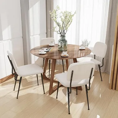Imagen del producto de Juego de 4 sillas de comedor de terciopelo, con respaldo, con patas de metal. Ideales para comedor, cocina o salón. Color: blanco