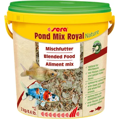 Produktbild von sera Pond Mix Royal, Teichfische, Trockenfischfutter, Mix, Vitamin A, Vitamin B1, Vitamin B2, Vitamin C, Vitamin D3, Vitamin E, Groß, Medium, Klein, 32,5%