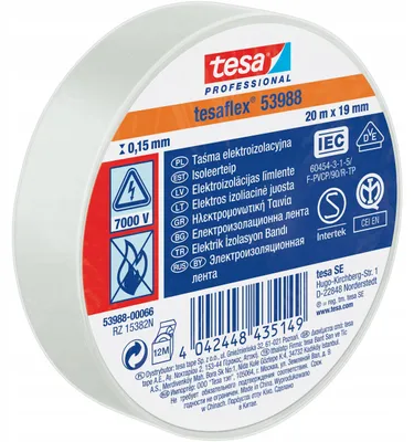 Produktbild von Tesa tesaflex PVC-Isolierband Stark Selbstklebend 19mm x 20m Weiß