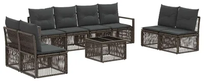 Image de vidaXL Ensemble canapé de jardin 9 pièces gris polyrotin