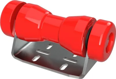Immagine prodotto di Rullo per chiglia in poliuretano con supporto B incl. tappi di chiusura rimorchio per barca zincato SUPROD, 160 mm (+ EC), rosso
