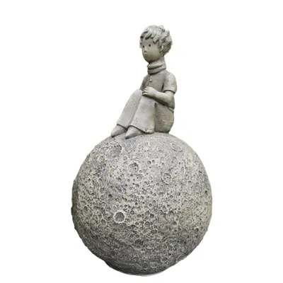 Produktbild von Schöne Figur Der kleine Prinz auf dem Mond für den Garten zur Dekoration, aus Kunststein Neu , kleine Gartenfigur V-116027S-KS