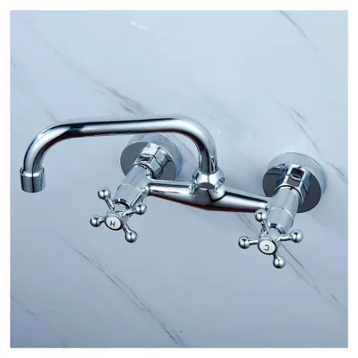 Produktbild von Wandarmatur Zweigriff Wasserhahn Waschtischarmatur Wandmontage Bad Küchenarmatur Wasserhahn Bad Waschbecken Einhandmischer Waschtisch Armatur Spültisch für Badezimmer Küche