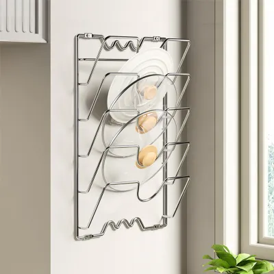 Produktbild von winterbeauy Topfdeckelhalter, Wand- und Türmontage, für 5 Deckel, platzsparend, für genoppte Deckel, 43.4 x 27.8 x 9.7 cm, für Zuhause, Küche & Restaurant