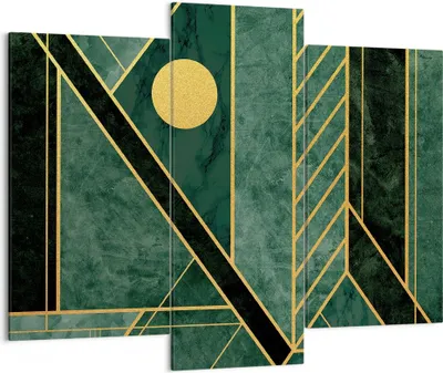 Produktbild von Bild auf Leinwand - Leinwandbild - 3 Teile - Grün Stück geometrisch - 130x100cm - Wand Bild - Wanddeko - Wandbilder - Leinwanddruck - Bilder - Wanddekoration - Leinwand bilder - CB130x100-4797