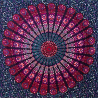 Produktbild von Elzusha – Wandteppich im Mandala-Design, 100% Baumwolle – 210 x 230 cm – Lila