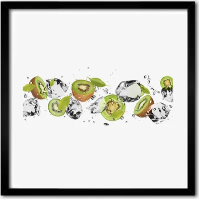 Produktbild von Bild - 50 cm x 50 cm - MDF - Rahmen, Wandkunst - Kiwi und Wasser