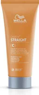 A product shot of a Wella hair straightening cream tube.