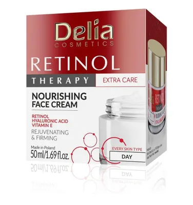Produktbild von Delia Cosmetics Retinol Therapy Face Cream for Every Skin Type Firming and Nourishing with Hyaluronic Acid and Retinol 50ml