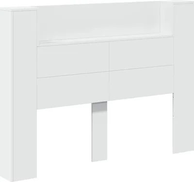 Image de vidaXL Tête de lit avec LED et étagère Blanc 140 x 16,5 x 103,5 cm