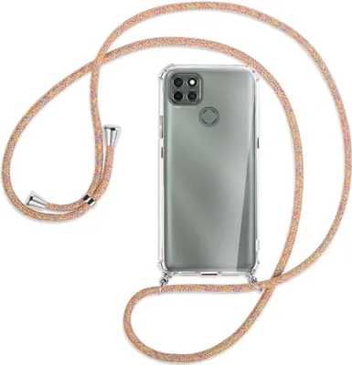 Produktbild von Handykette Backcover-Schutzhülle mit Band (Metall silberfarben) für Motorola Moto G9 Power - Rainbow