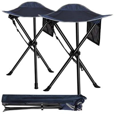Immagine prodotto di Set da 2 sgabelli da campeggio Canyon Cruise Deluxe a tre gambe - Sgabello pieghevole da esterno in metallo e nylon, altezza seduta 40 cm, compatto