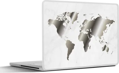 Produktbild von MuchoWow® Laptop Aufkleber Sticker Cover Weltkarte - Schwarz und weiß - Marmor 25x18 cm - Laptop-Deko