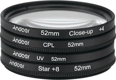 Produktbild von Andoer? 52mm UV + CPL + Close Up + 4 + Sterne 8-Punkt Filter Circular Filtersatz Circular Polarizer Filter Macro Close-Up Star-8-Punkt Filter mit Beutel fuer Nikon Canon Pentax Sony DSLR-Kamera