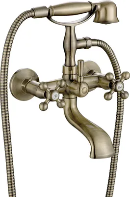 Produktbild von BADLAND Komplette Set Badewannenarmatur Wasserhahn STILO Wannenarmatur für Badezimmer in Antik Messing