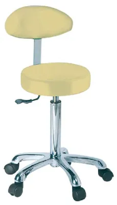 Kruk mit Rückenlehne, beige, höhenverstellbar, Kunstleder