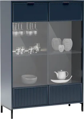 Produktbild von Minio, Vitrine "Asti" 104.8 cm, LED, 2-trg, Indigo Farbe