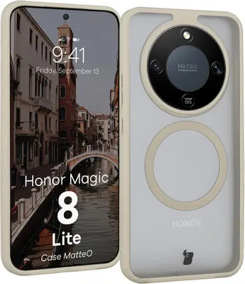 Produktbild von Handyhülle mit Magnetring für Honor Magic8 Lite, Bizon Case MatteO, Getönt-Beige