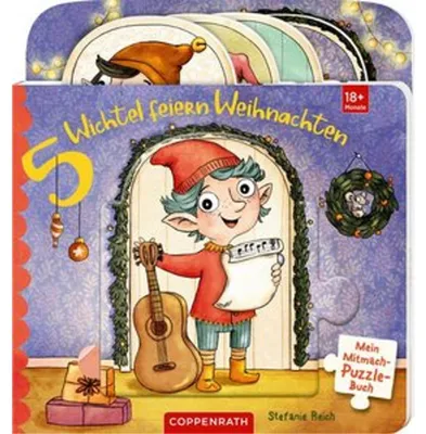 Obrázek produktu pro Mein Mitmach-Puzzle-Buch: 5 Wichtel feiern Weihnachten