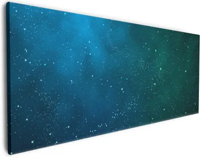 Produktbild von Wallario Premium Leinwandbild Sternenhimmel - Milchstraße und Sterne bei Nacht in Größe 50 x 125 cm