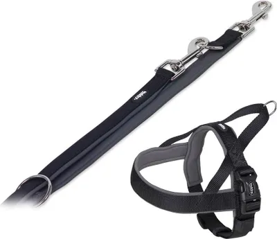 Produktbild von Hundegeschirr und Leine Set "Classic Preno", schwarz/grau, L