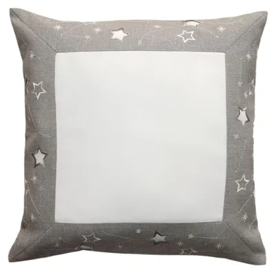 Produktbild von Kissenhülle 40 x 40 cm Stickmotiv Sterne Weihnachten 40 x 40 cm Kissenhülle - hellgrau