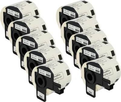 Produktbild von vhbw 10x Rolle mit Halter 62mm x 29mm (800 Etiketten) kompatibel mit Brother PT QL-1050, QL1050N, QL-1060, QL1060N, QL-500, QL-500A Drucker Weiß