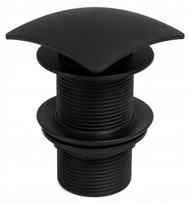Produktbild von Quadratischer Click-Clack Waschbeckenstopfen ohne Überlauf, Messing, Schwarz, 38 mm