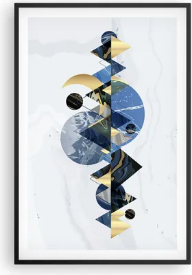 Produktbild von Gerahmtes Poster - Schwarzer Rahmen - Abstraktion Geometrisch Berge - 61x91,5 cm - Wand Bild - Wanddeko - Wandbilder - Kunstposter - Wandposter - Bilderrahmen - Bilder - Kunstdruck - P2BPA61x91-4814