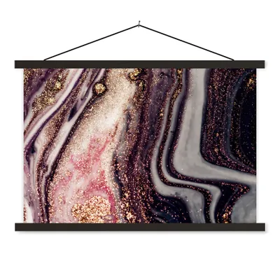 Produktbild von MuchoWow® Textilposter Marmor - Rosa - Gold - Glitzer - Marmoroptik 120x80 cm mit schwarzem Rahmen - Wanddeko