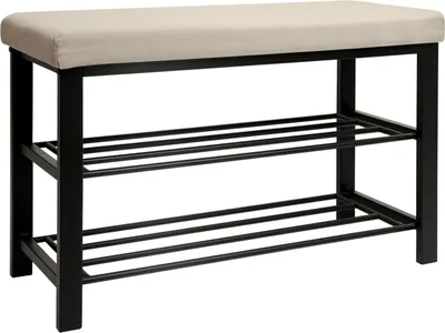Produktbild von Schuhbank mit Polster - 81x32x50 Schuhregal mit Sitzfläche - Garderobenbank Flur