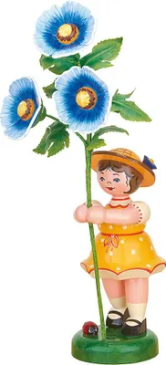 Zdjęcie produktu dla Hubrig folk art "Dzieci kwiaty - dziewczynka - MALVE - niebieski 24cm