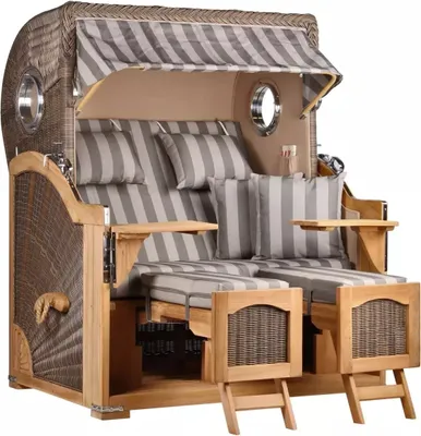 Produktbild von Strandkorb Rantum Teak PE grey Dessin 537