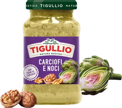 Produktbild von 12x Star Tigullio Pesto Carciofi e Noci Artischocken und Walnüsse Kochsauce - Pastasauce 185g