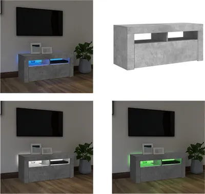 Zdjęcie produktu dla vidaXL Szafka pod TV z oświetleniem LED betonowa szara 90x35x40 cm - Szafka pod TV - Szafki pod TV - Szafka pod TV z oświetleniem LED - Meble pod TV