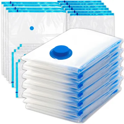 Obrázok produktu pre KRUMAD Vákuové vrecia 18 kusov - 8x 40x60cm, 6x 60x80cm, 4x 70x100cm - priestorovo úsporné vrecia na oblečenie, periny a cestovanie - opakovane použiteľné