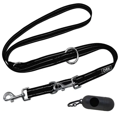 Immagine prodotto di DDOXX Guinzaglio per cani in nylon, riflettente, regolabile in 3 direzioni, 2 m, M, nero - B-buono