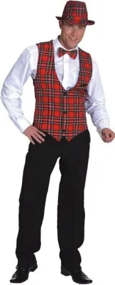Produktbild von O7415-48-50 Herren Karo-Weste rot-kariert Schottenweste Gr.48-50