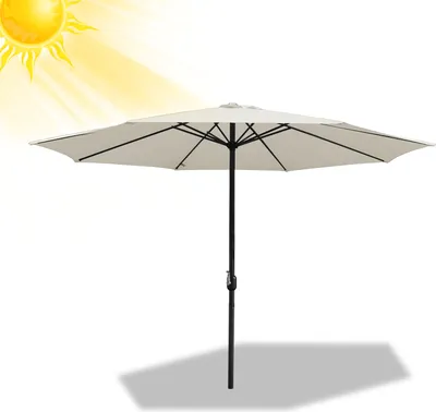 Produktbild von TolleTour Sonnenschirm Rund,Kurbel Knickbar Eisen Balkonschirm Marktschirm,350cm,Beige