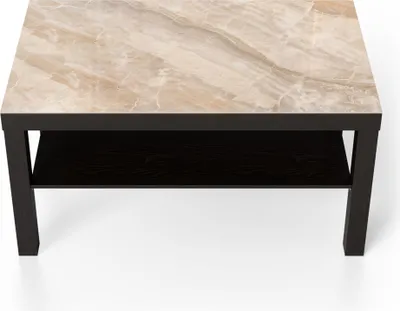 Produktbild von DEQORI Couchtisch 90x55 cm Schwarz 'Helle Marmorfläche' Glas Beistelltisch
